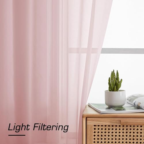 Blush Pink Sheer Curtains 84 Inches Long 2 Panels Set (40"W x 84"L (Pack of 2) / Blush Pink)