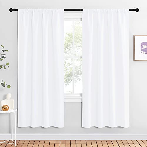 50% Light Blocking Kitchen Curtains (Pure White / 42"W x 72"L (Pack of 2))