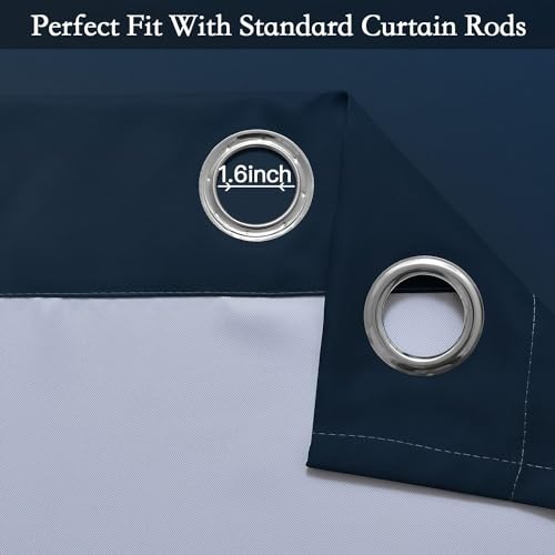 Ombre Navy Blue to Grey White Curtains for Living Room 70Wx84L (70"W x 84"L (Pack of 2) / Navy Blue)