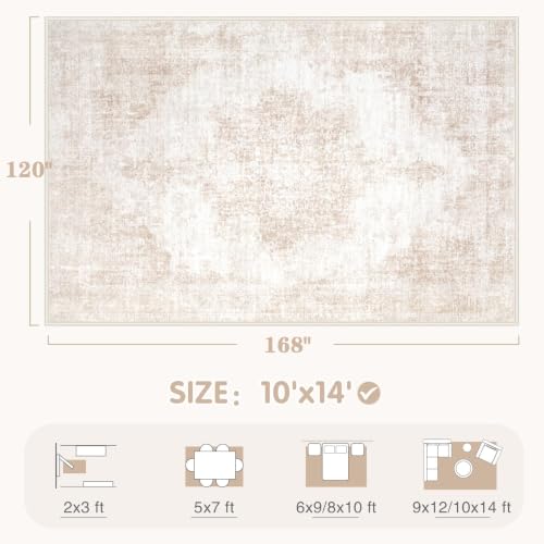 Area Rug 10x14 Vintage Rugs (Beige/Brown / 10' X 14' (Rectangular))