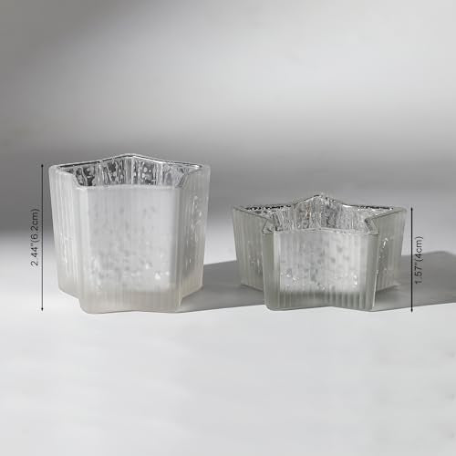 10pcs Frosted Silver Ribbed Star Candle Cups (Frosted White / 10pcs)