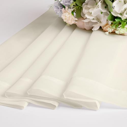 Sheer Curtains 72 Inches Long 2 Panels Set (Cream / 42"W x 72"L (Pack of 2))