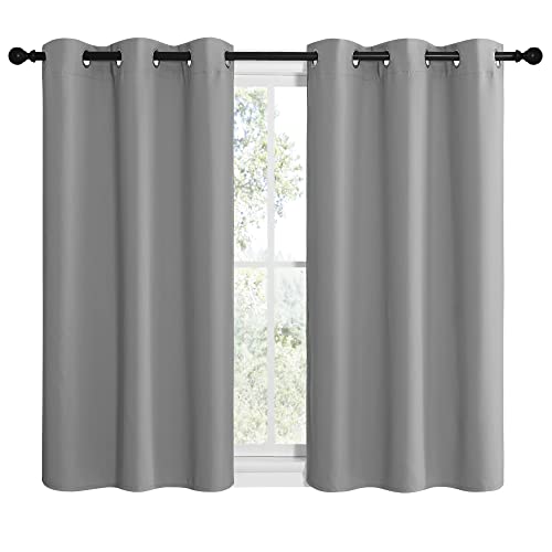 Silver Grey Blackout Curtain Panels for Bedroom (Silver Gray / 42"W x 40"L (Pack of 2))