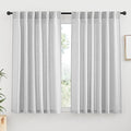 Short Linen Sheer Curtains for Small Kitchen Cafe Bathroom Window (Dove Grey / 52"W x 45"L (Pack of 2))