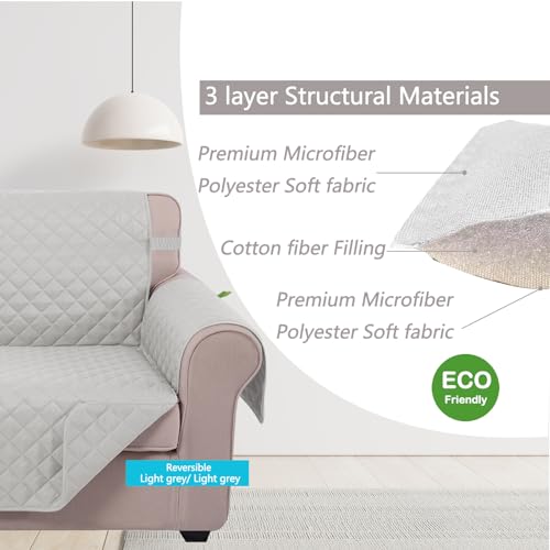 4 Seater Sofa Cover 91''Large Couch Cover (Light Grey/Light Grey / 91''sofa Xxl - Xxl Large)