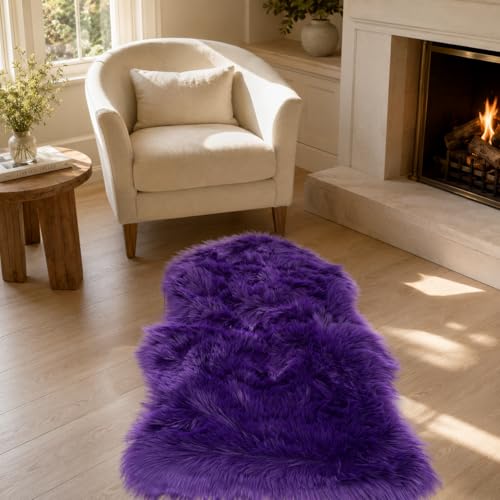 Faux Sheepskin Rug (Dark Purple / 2' x 3' (Sheepskin))