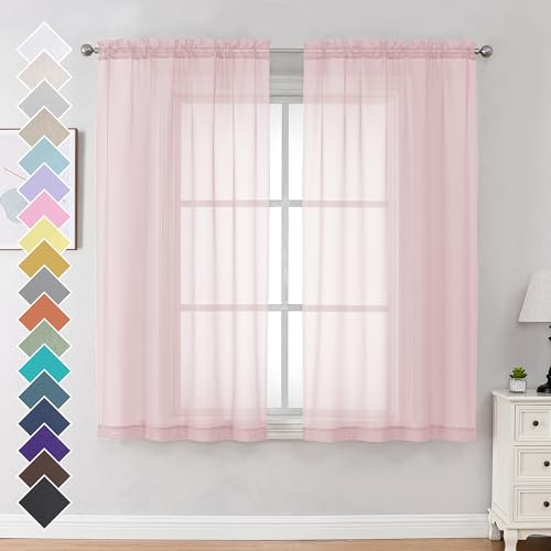 Blush Pink Sheer Curtains 63 Inches Long 2 Panels (Blush / 42"W x 63"L (Pack of 2))
