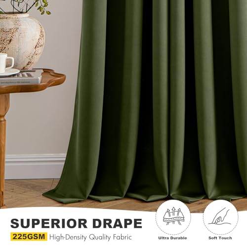 Blackout Curtains for Bedroom 2 Panels 40 x 90 Inch Long Olive Green (Olive Green / 40"W x 90"L (Pack of 2))
