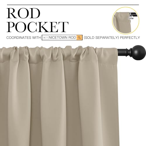 2 Panels Blackout Curtains (Soft Taupe / 62"W x 72"L (Pack of 2))