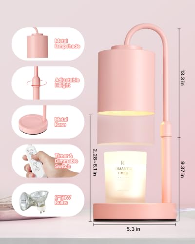 Dimmable Candle Warmer Lamp with Timer (Pink)