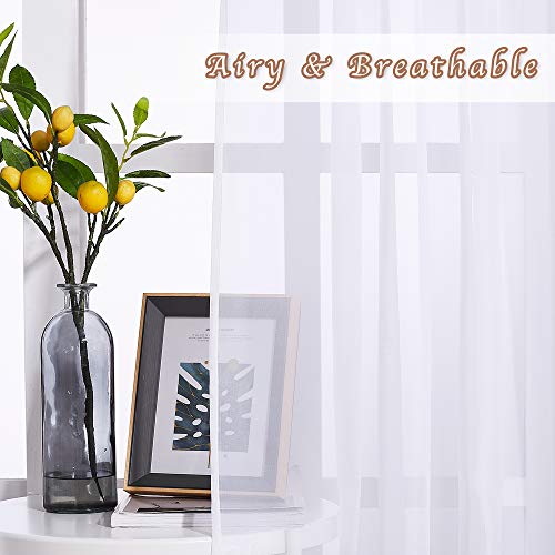 Voile Sheer Curtains for Windows (White / 70"W x 72"L (Pack of 2))