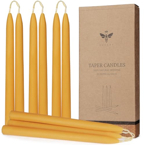 10 inch Natural Beeswax Taper Candles Set of 12 (10 inch)