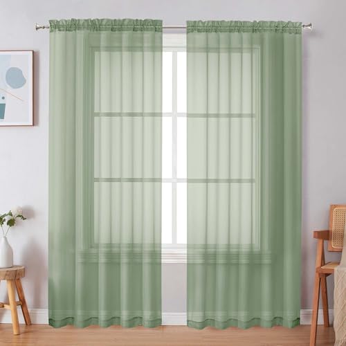 Sage Green Sheer Curtains (Sage Green / 59"W x 72"L (Pack of 2))