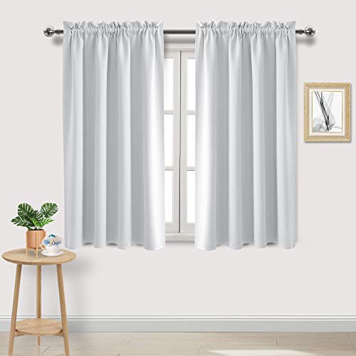 Blackout Curtains for Bedroom Living Room 52 x 45 Inch Long 2 Panels (Greyish White / 52"W x 45"L (Pack of 2))