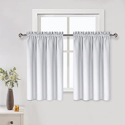 Short Blackout Curtains 42 x 36 Inch Long for Kitchen RV Bunk 2 Panels (Greyish White / 42"W x 36"L (Pack of 2))