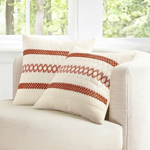 Set of 2 Fall Burnt Orange Decorative Lumbar Pillow Covers 12x20 (20" x 12" (Pack of 2) / Burnt Orange)