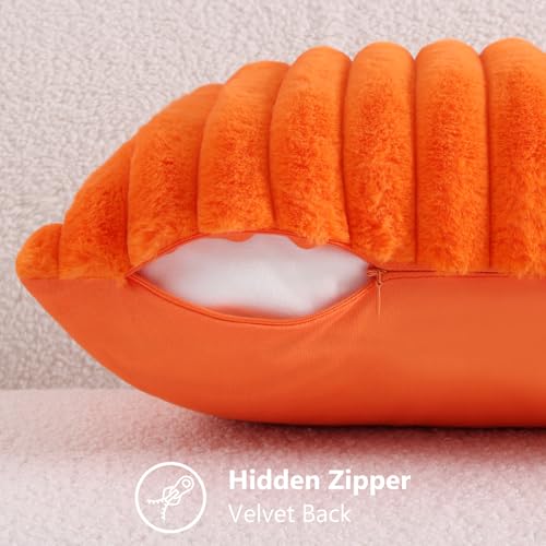 Fall Faux Fur Throw Pillow Covers 26x26 Set of 2 Orange (Orange / 26" x 26" (Pack of 2))