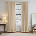 Black Out Curtains 84 inch Long 2 Panels Burg for Living Room (Biscotti Beige / 52"W x 84"L (Pack of 2))