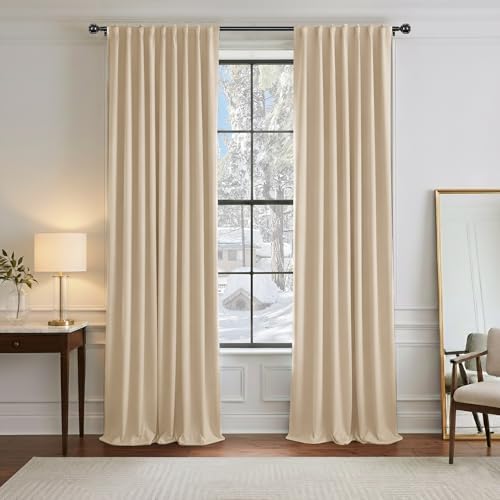 Beige Blackout Curtains 96 inch Long (Biscotti Beige / 52"W x 96"L (Pack of 2))