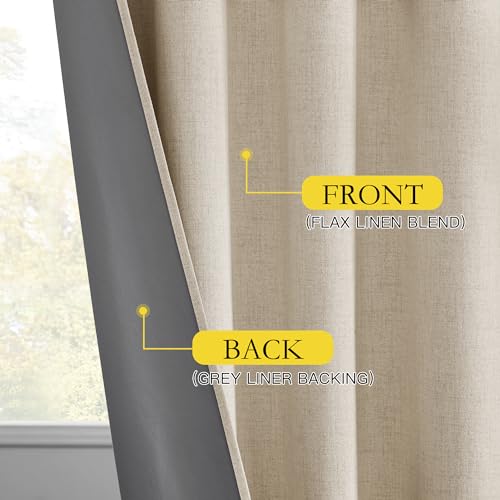 Cream 100% Blackout Short Curtains 63 inches Lenghth Burg for Kitchen (52"W x 63"L (Pack of 2) / Cream)