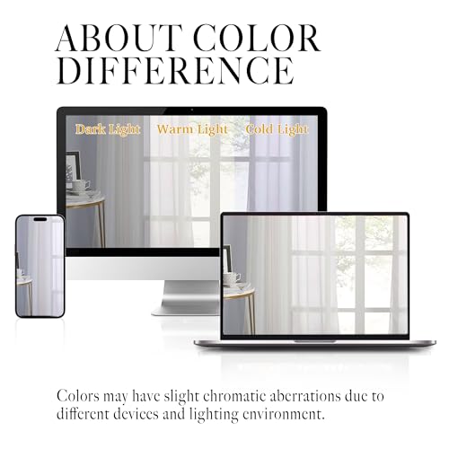 Sheer Curtains for Bedroom Windows 84 inch Length (Beige / 54"W x 84"L (Pack of 2))