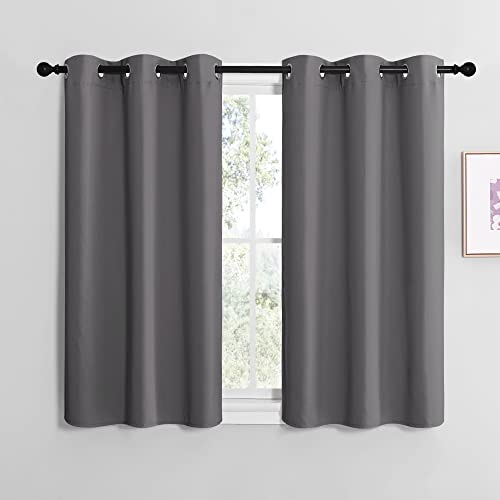 Grey Blackout Cafe Curtain Panels for Bedroom (Grey / 42"W x 40"L (Pack of 2))