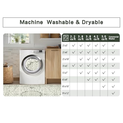 8x10 Washable Area Rugs for Living Room (8' x 10' (Rectangular) / Green-white)