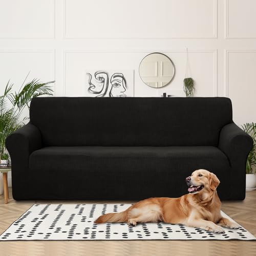 4 Seater Stretch Couch Cover for 3 Cushion Sofa (Black / Xxl Sofa)