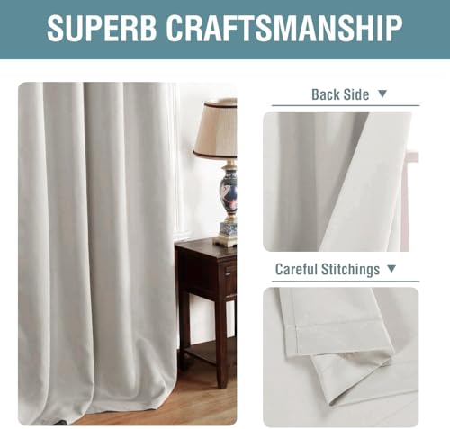 Blackout Curtain for Living Room Thermal Insulated Window Treatment Curtain Extra Long 108 inch Length Energy Saving Solid Grommet Top Blackout Drape (52"W x 108"L (Pack of 1) / Stone)