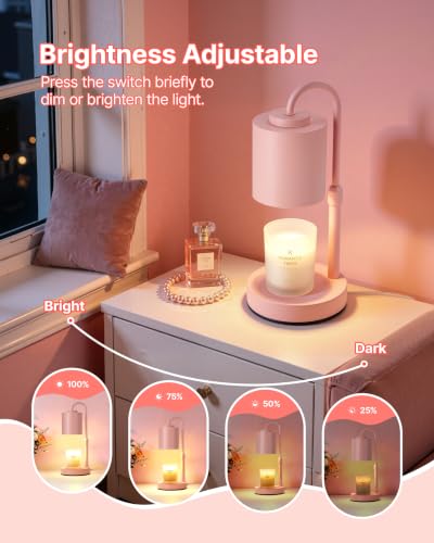 Dimmable Candle Warmer Lamp with Timer (Pink)
