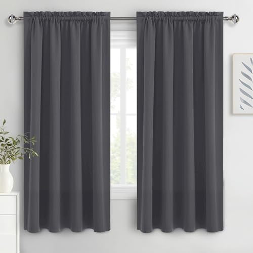 Blackout Curtains for Bedroom 42 x 72 Inch Long Dark Grey 2 Panels (Dark Grey / 42"W x 72"L (Pack of 2))