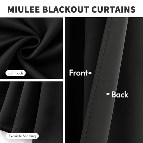 Black Blackout Bedroom Curtains 90 Inch Long Light Blocking (Black / 42"W x 90"L (Pack of 2))
