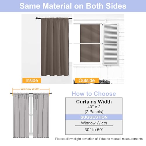 Ava Brown Blackout Curtains 63 Inch Length for Bedroom 2 Panels (Brown / 40"W x 63"L (Pack of 2))