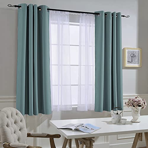 Blackout Greyish Blue Curtains for Bedroom (Greyish Blue / 52"W x 54"L (Pack of 2))