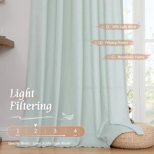 Light Blue Linen Curtains 72 inch Length for Living Room (Light Blue / 52"W x 72"L (Pack of 2))