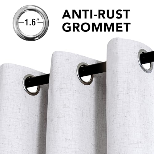 100% Blackout Linen Curtains 54" L 2 Panels Heathered White (Heathered White / 52"W x 54"L (Pack of 2))