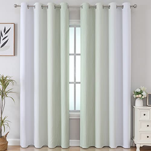 Sage Green and Greyish White Ombre Blackout Curtains for Bedroom 84 Inch (Sage and Greyish White / 52"W x 84"L (Pack of 2))