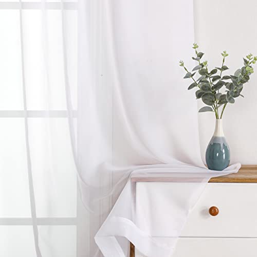Sheer White Curtains 120 Inches Long (White / 42"W x 120"L (Pack of 2))