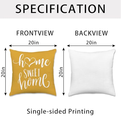 Throw Pillow Covers 20x20 (Yellow / 19.7" x 19.7" (Pack of 4))
