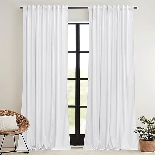 White Velvet Curtains 72 inches with Hook Belt (White / 52"W x 72"L (Pack of 2))
