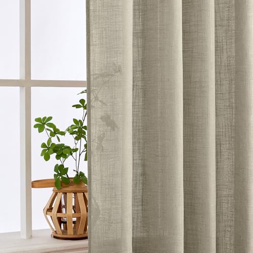 Oatmeal Linen Curtains 52x108 Inch Long for Bedroom and Living Room (52"W x 108"L (Pack of 2) / Oatmeal)