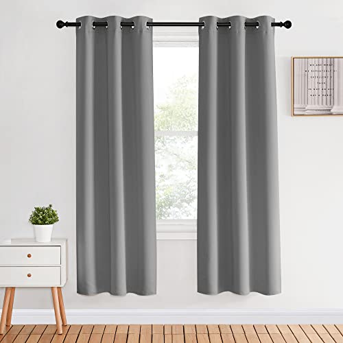 Blackout Window Curtains & Drapes 70" Long (Silver Gray / 34"W x 70"L (Pack of 2))