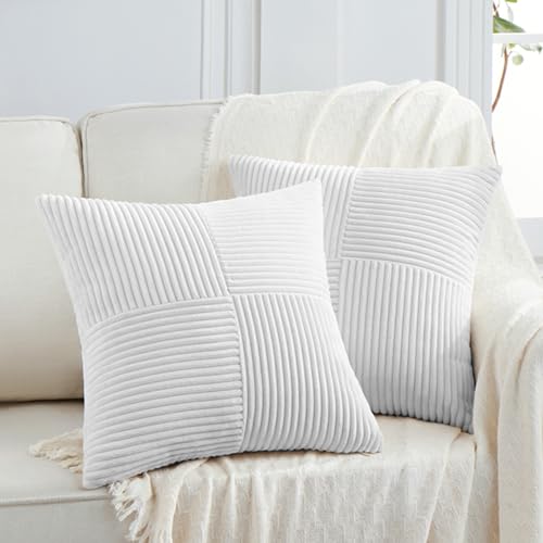 2 Packs White Samll Decorative Throw Pillow Covers 12x12 Inch with for Couch Bed Sofa (White / 12" x 12" (Pack of 2))