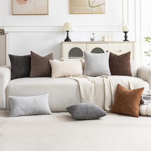Set of 4 Soft Textured Decorative Throw Pillow Covers 24x24 Inch Cozy Farmhouse Cushion Cover Square Accent Pillow Cases for Bed Couch Sofa Living Room (Light Beige / 24" x 24" (Pack of 4))