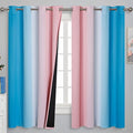 Pink and Blue Ombre Curtains for Bedroom 63 Inch Long (Pink and Blue / 52"W x 63"L (Pack of 2))