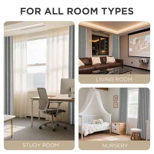 Blackout Curtains for Bedroom (Light Grey / 42"W x 72"L (Pack of 2))
