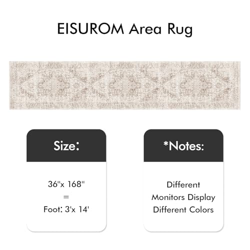 3x14 Washable Hallway Runner Rug (Ivory/Beige / 3' x 14' (Runner))
