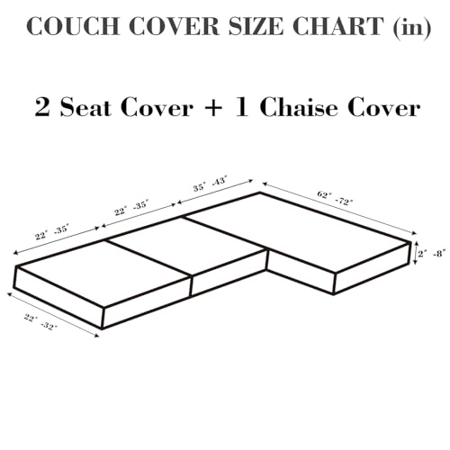 Sofa Covers Couch Covers for Sofa Pet Friendly Couch Cushion Covers Universal Sofa Covers Washable Stretch Slipcovers for Sectional Sofa (Texture Gray / 2 Seats + Chaise Cover)
