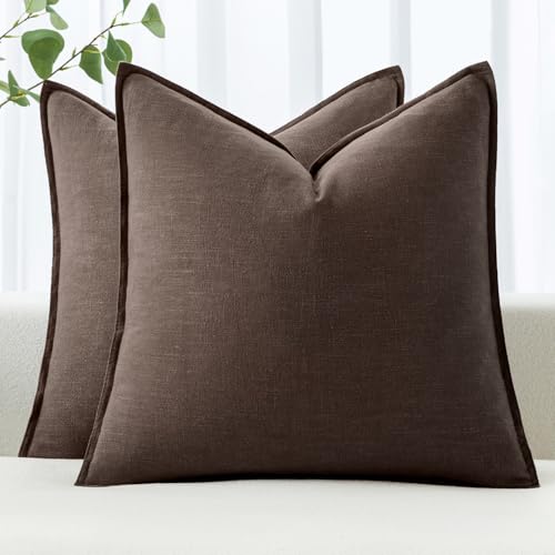 Decorative Linen Euro Sham Pillow Covers 24x24 Reddish Brown (Reddish Brown / 24" x 24" (Pack of 2))