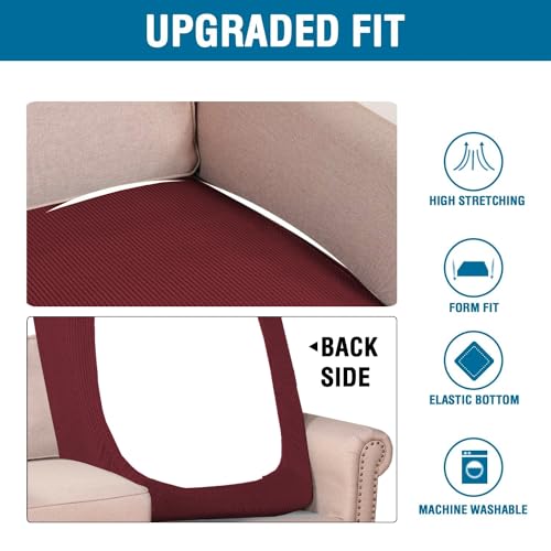 Super Stretch Individual Chaise Cover Sectional Couch Covers for L Shaped Sofa Both Left (Wine/Burgundy / Chaise Cover)